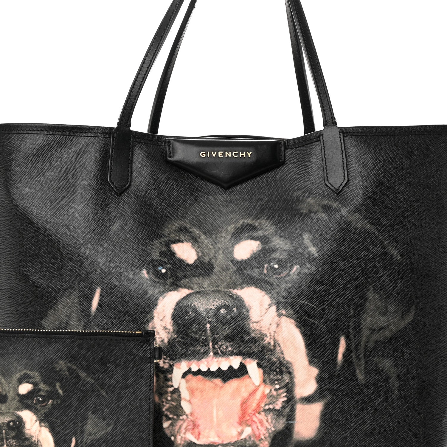 GIVENCHY / GivenchyBlack RottweilerPatch/L/コットン/BLK/アーカイブ Givenchy Textured Coated Canvas Rottweiler Print Large Antigona