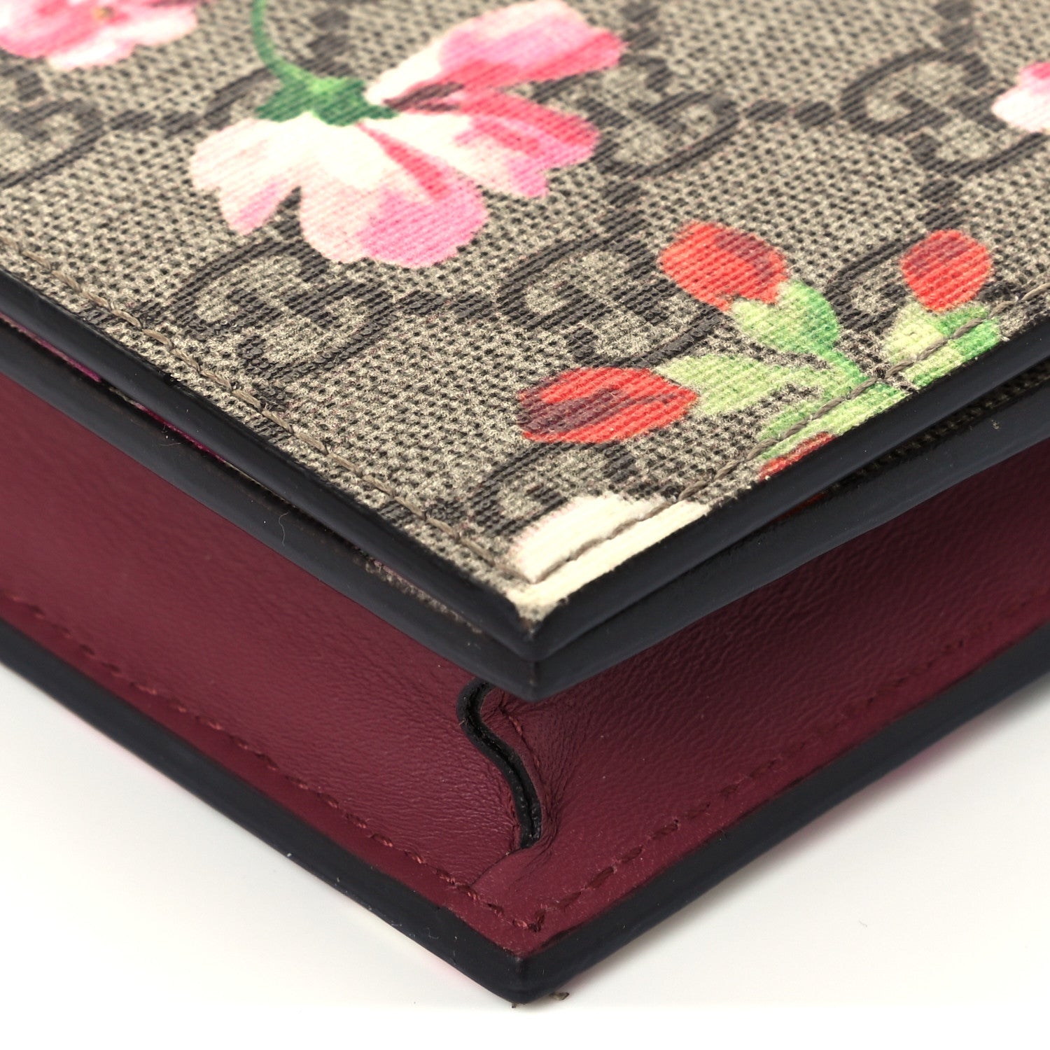Gucci GG Supreme Monogram Blooms Chain Wallet Beige Multicolor Dry Rose 10 of 11