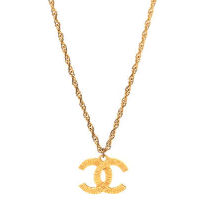 Chanel Metal Textured CC Chain Pendant Necklace Gold 1 of 6