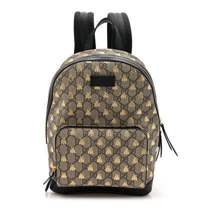 Gucci GG Supreme Monogram Bees Print Small Day Backpack Beige Oro Black 1 of 10