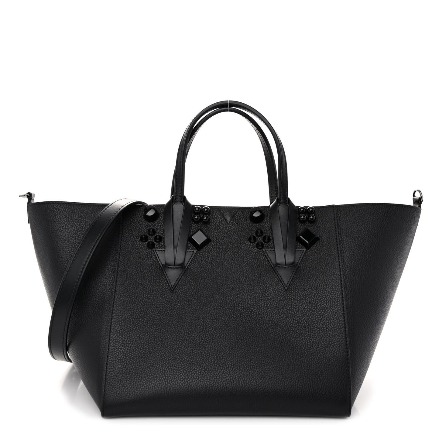 Calfskin Empire Spike Studded Small Cabachic Tote Black