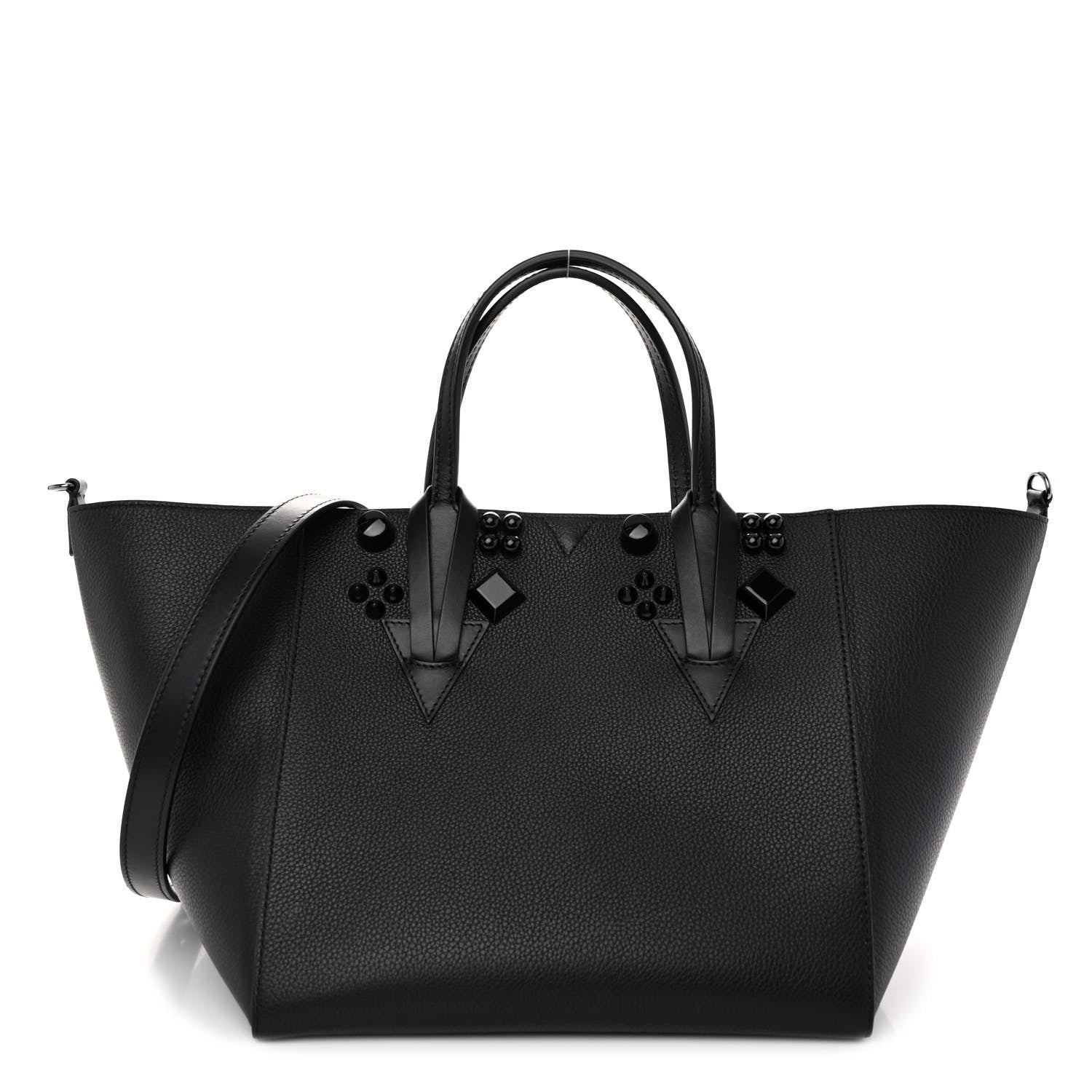 Christian Louboutin Calfskin Empire Spike Studded Small Cabachic Tote Black 1 of 9