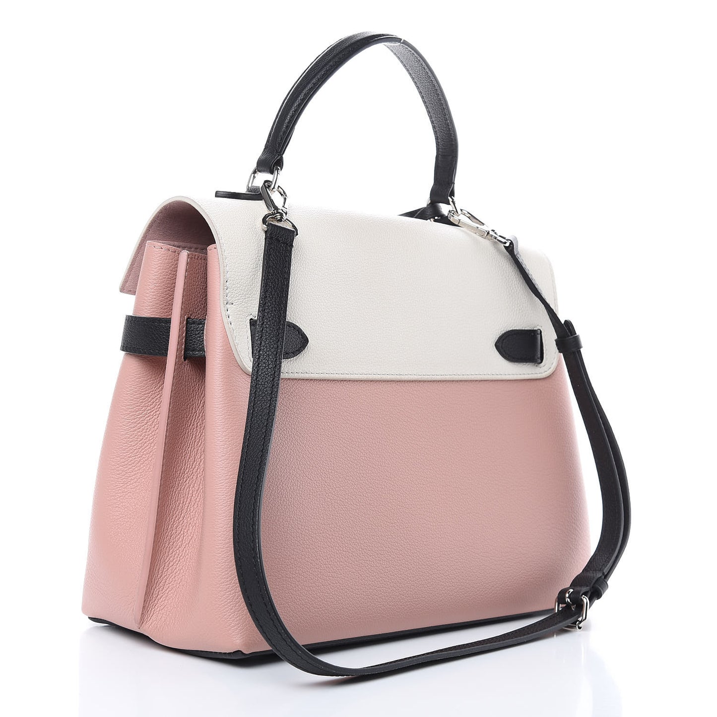 Soft Calfskin Lockme Ever Rose Ballet White Maito Black