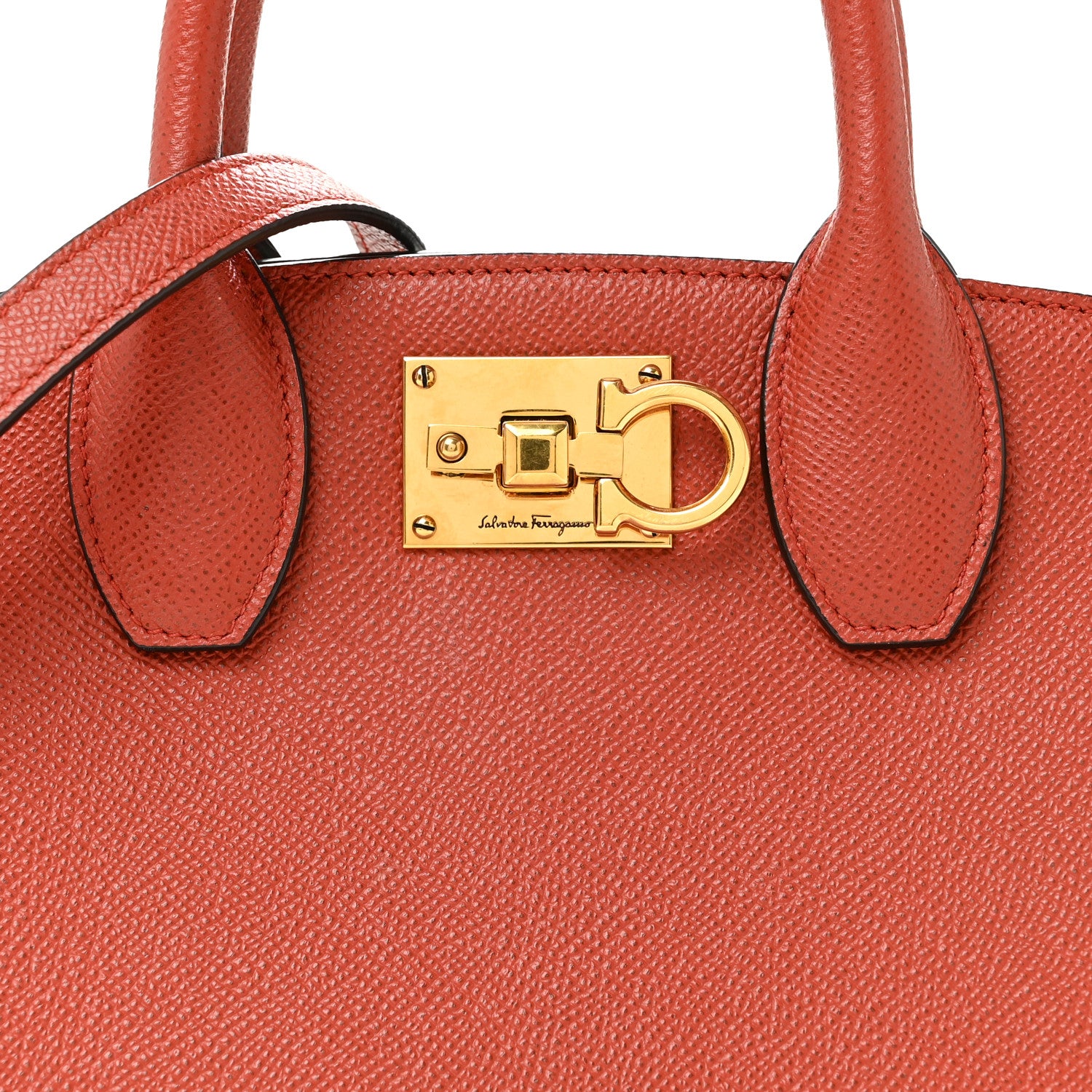 Salvatore Ferragamo Hammered Calfskin Small The Studio Box Bag Brick 7 of 12