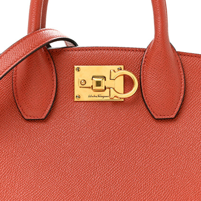 Salvatore Ferragamo Hammered Calfskin Small The Studio Box Bag Brick 7 of 12