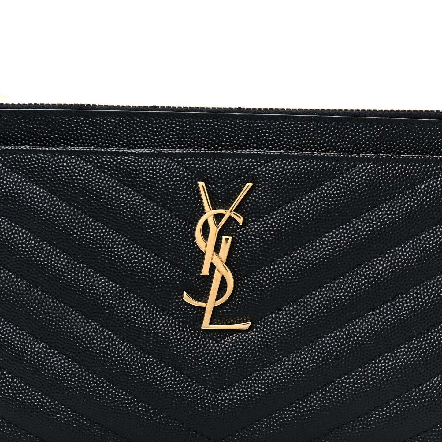 Grain De Poudre Chevron Monogram Large Bill Pouch Black