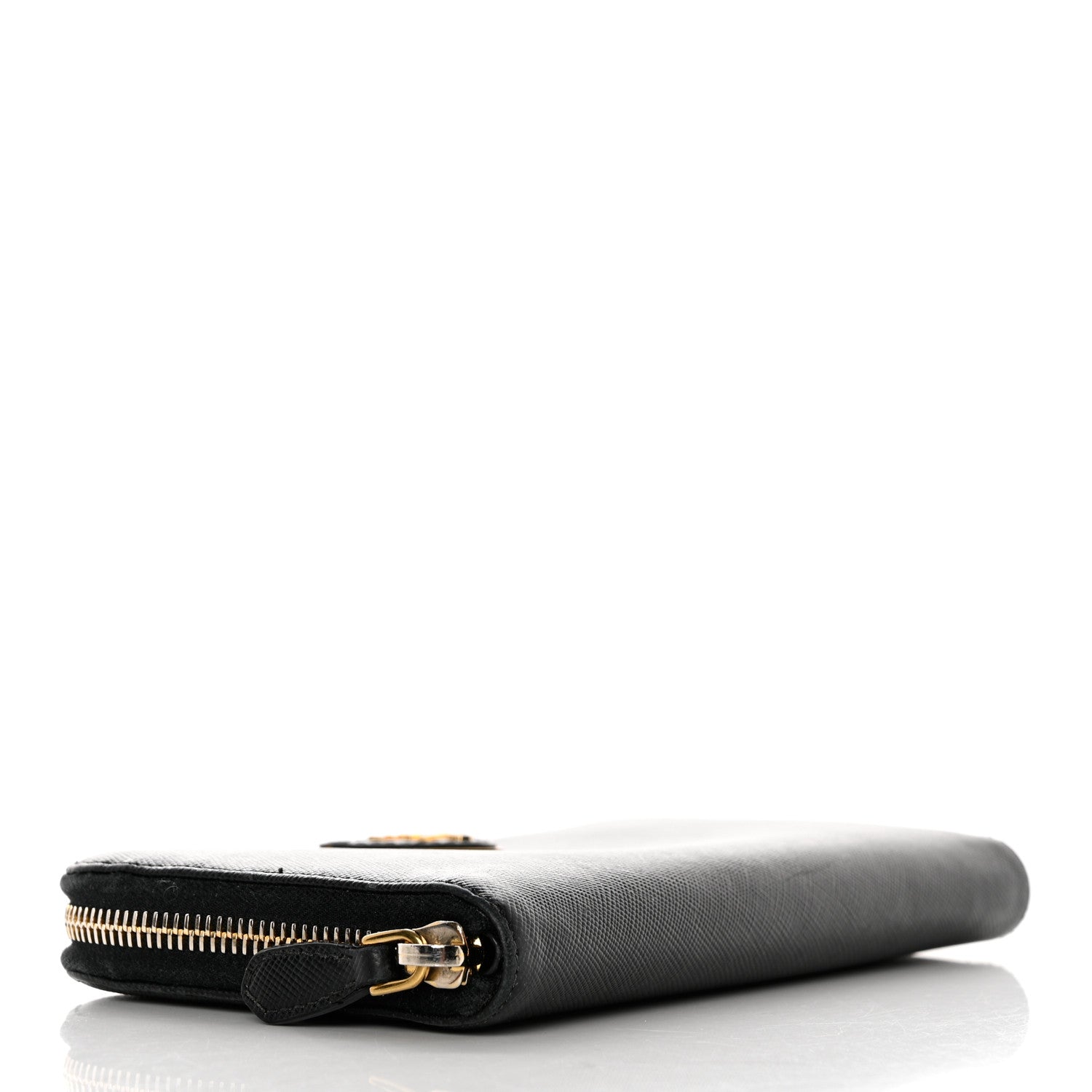 Prada Saffiano Triangle Zip Around Wallet Black 4 of 8