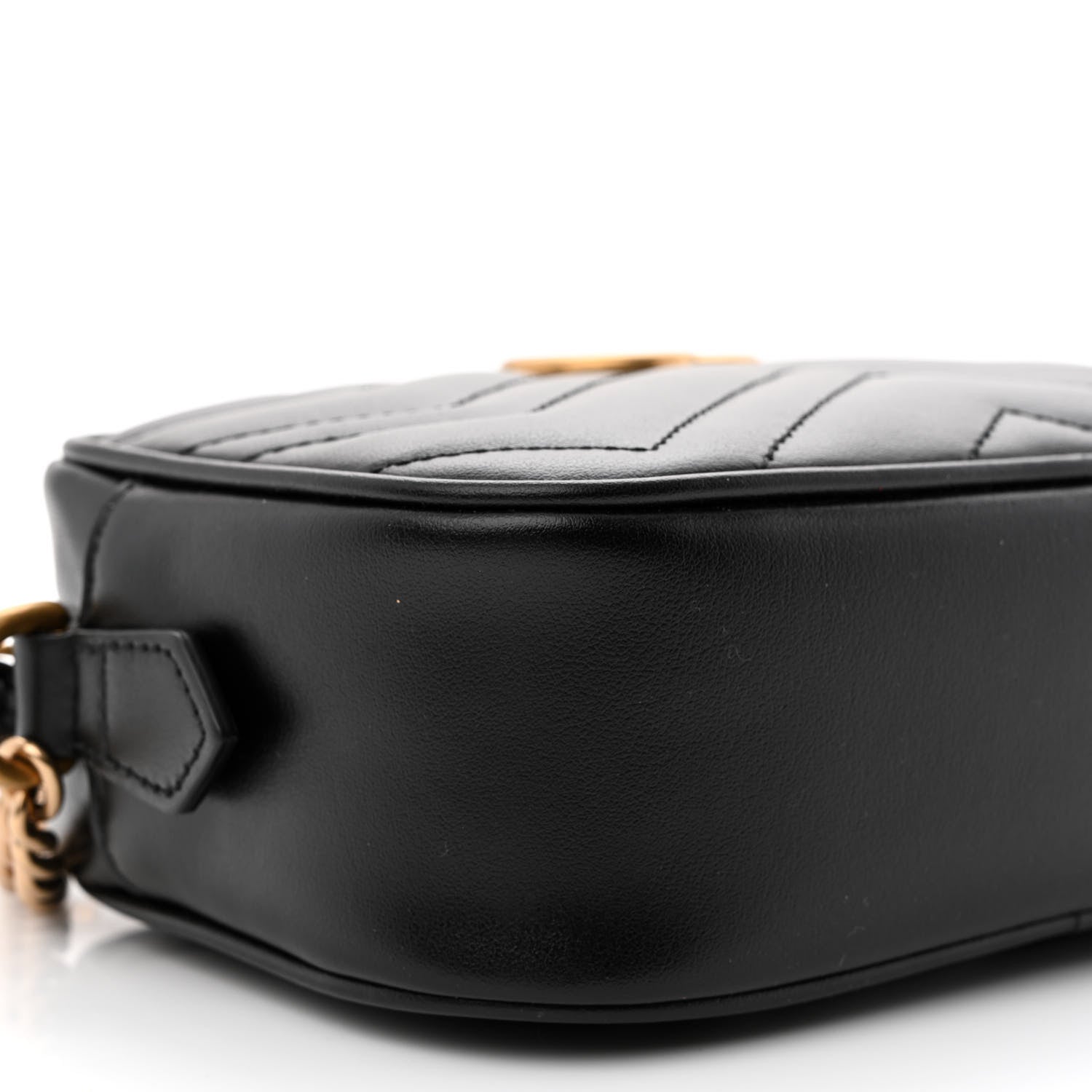 Gucci Calfskin Matelasse Mini GG Marmont Chain Shoulder Bag Black 9 of 10