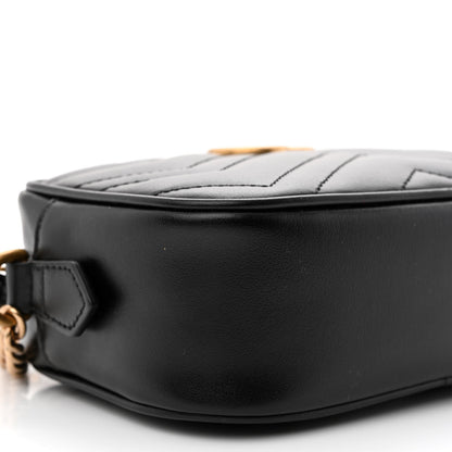 Gucci Calfskin Matelasse Mini GG Marmont Chain Shoulder Bag Black 9 of 10