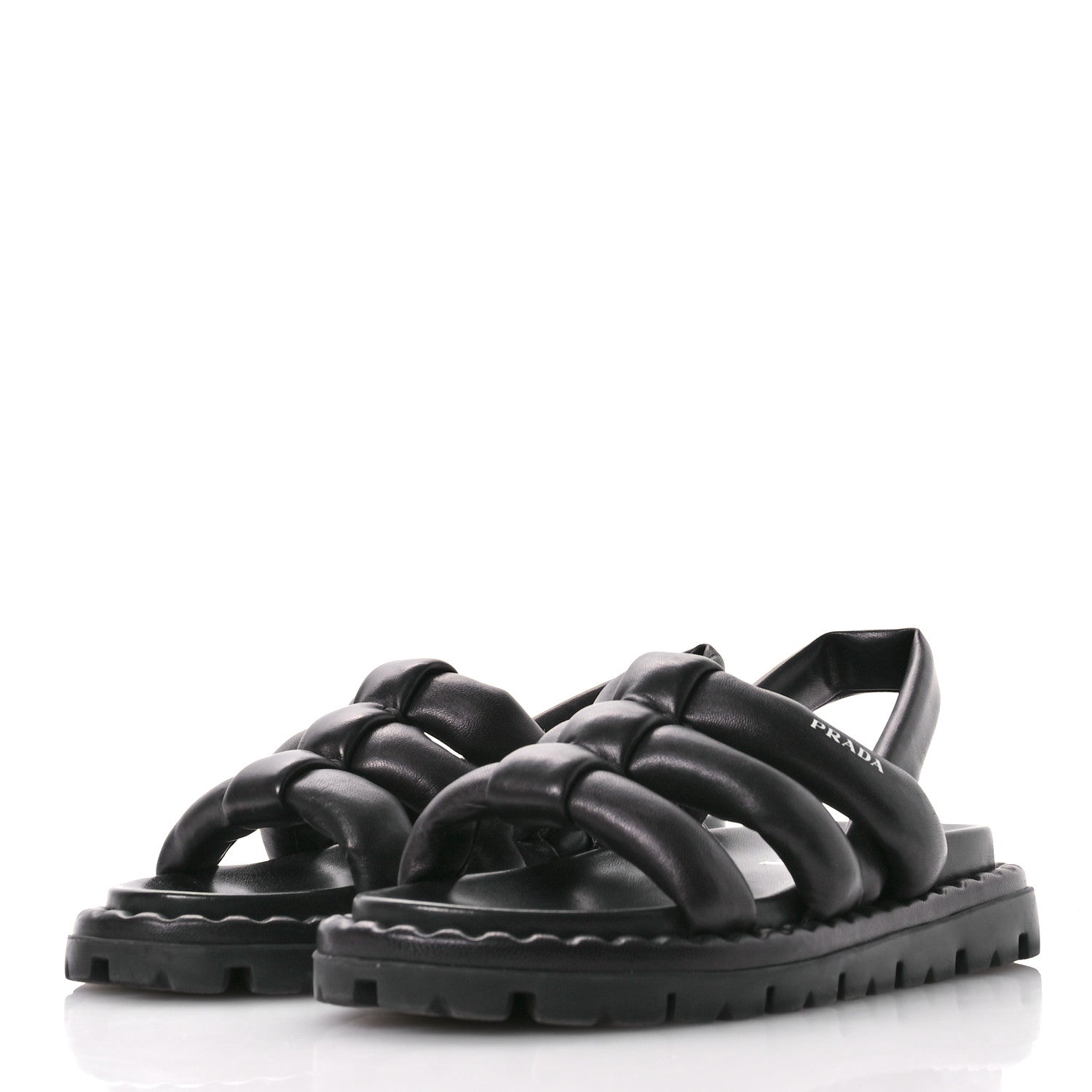 Prada Nappa Padded Blow 20mm Slingback Sandals 37.5 Black 4 of 7