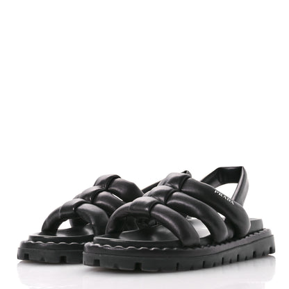 Prada Nappa Padded Blow 20mm Slingback Sandals 37.5 Black 4 of 7