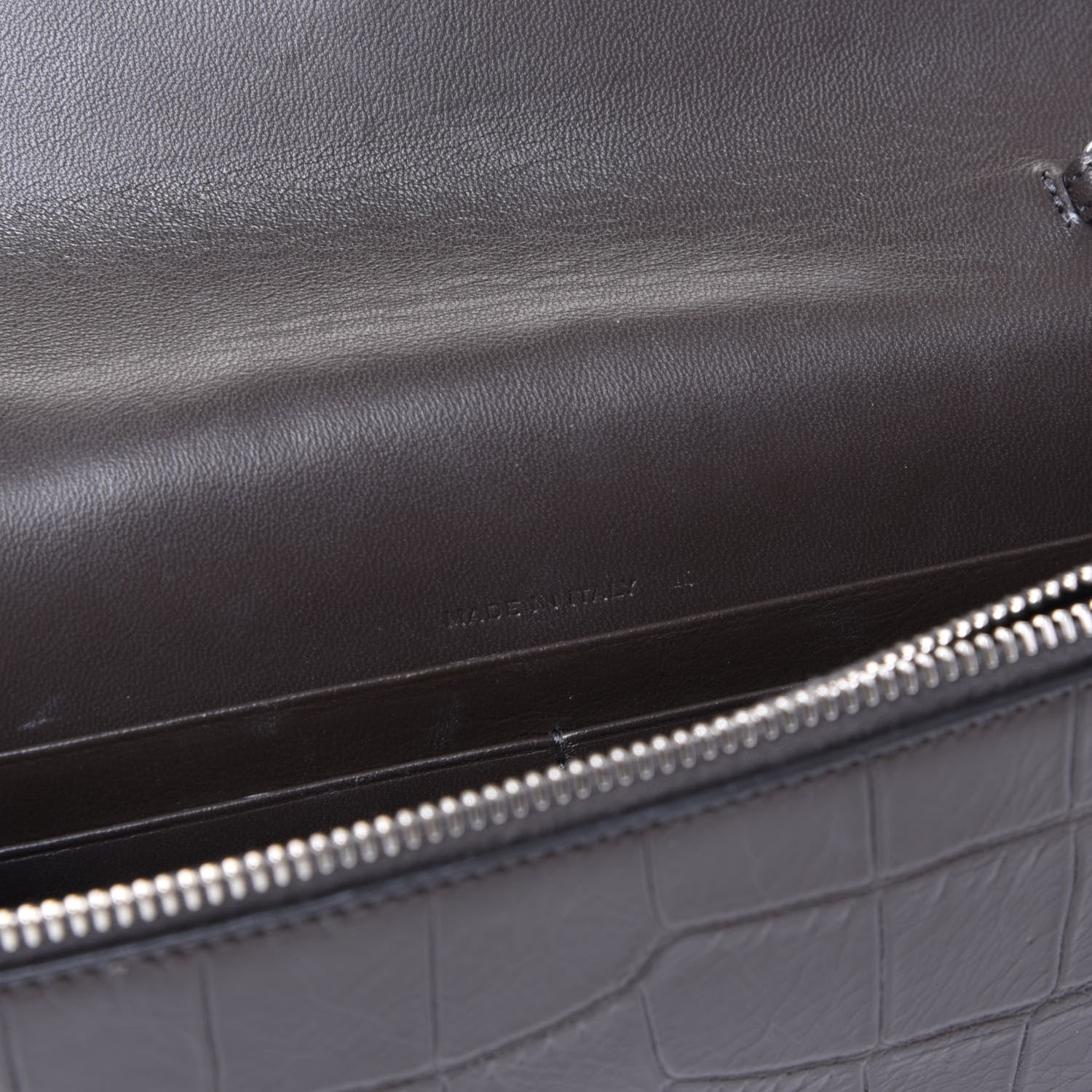 Saint Laurent SAINT LAUREN Croc Embossed Monogram Envelope Chain Wallet Dark Anthracite 8 of 10
