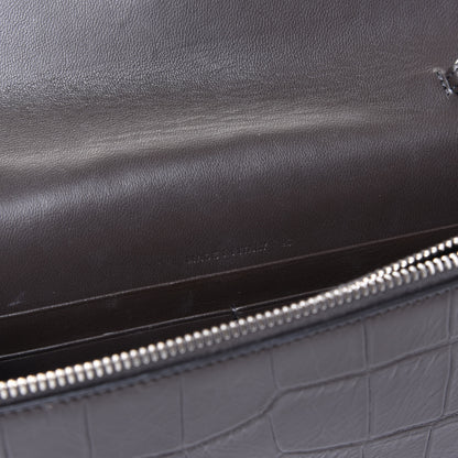 Saint Laurent SAINT LAUREN Croc Embossed Monogram Envelope Chain Wallet Dark Anthracite 8 of 10