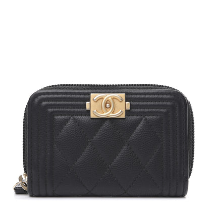 Chanel Caviar Quilted Boy Zip Around Coin Purse Wallet 1 of 7