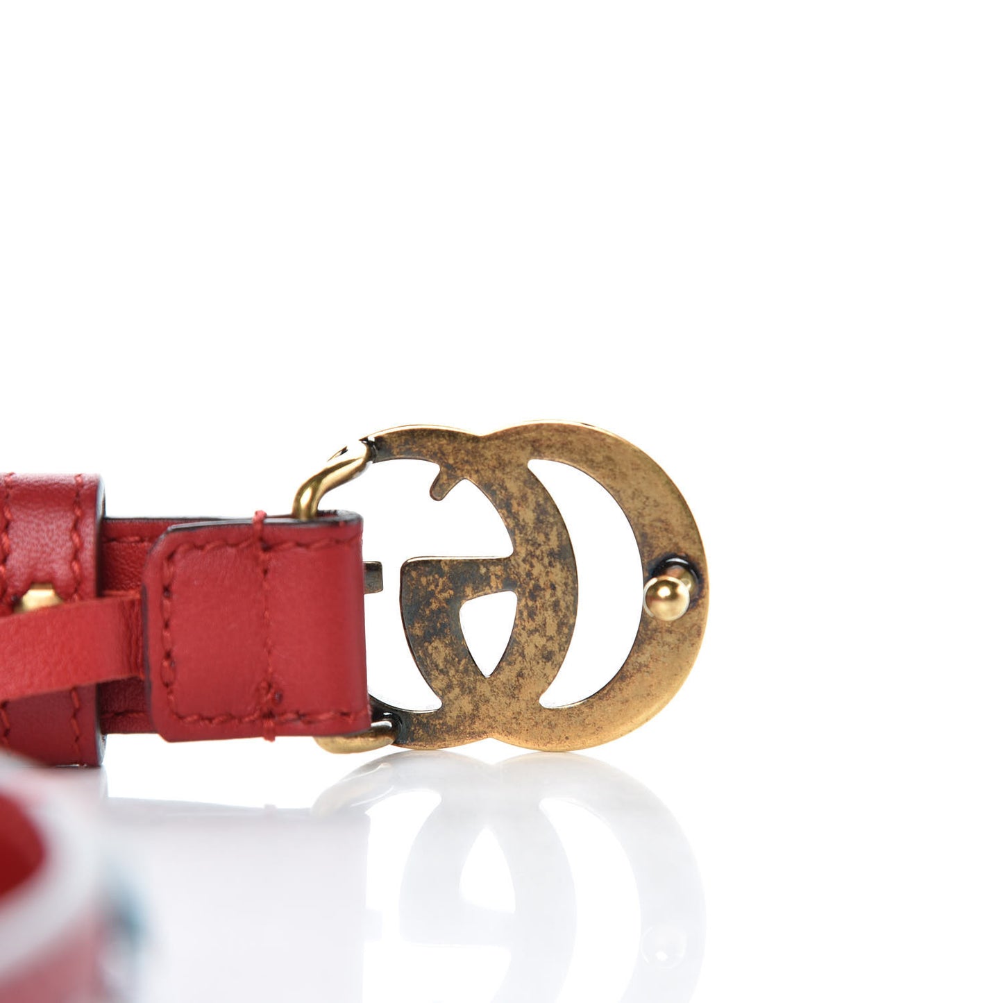 Calfskin Crystal Embellished Double G Belt 80 32 Hibiscus Red