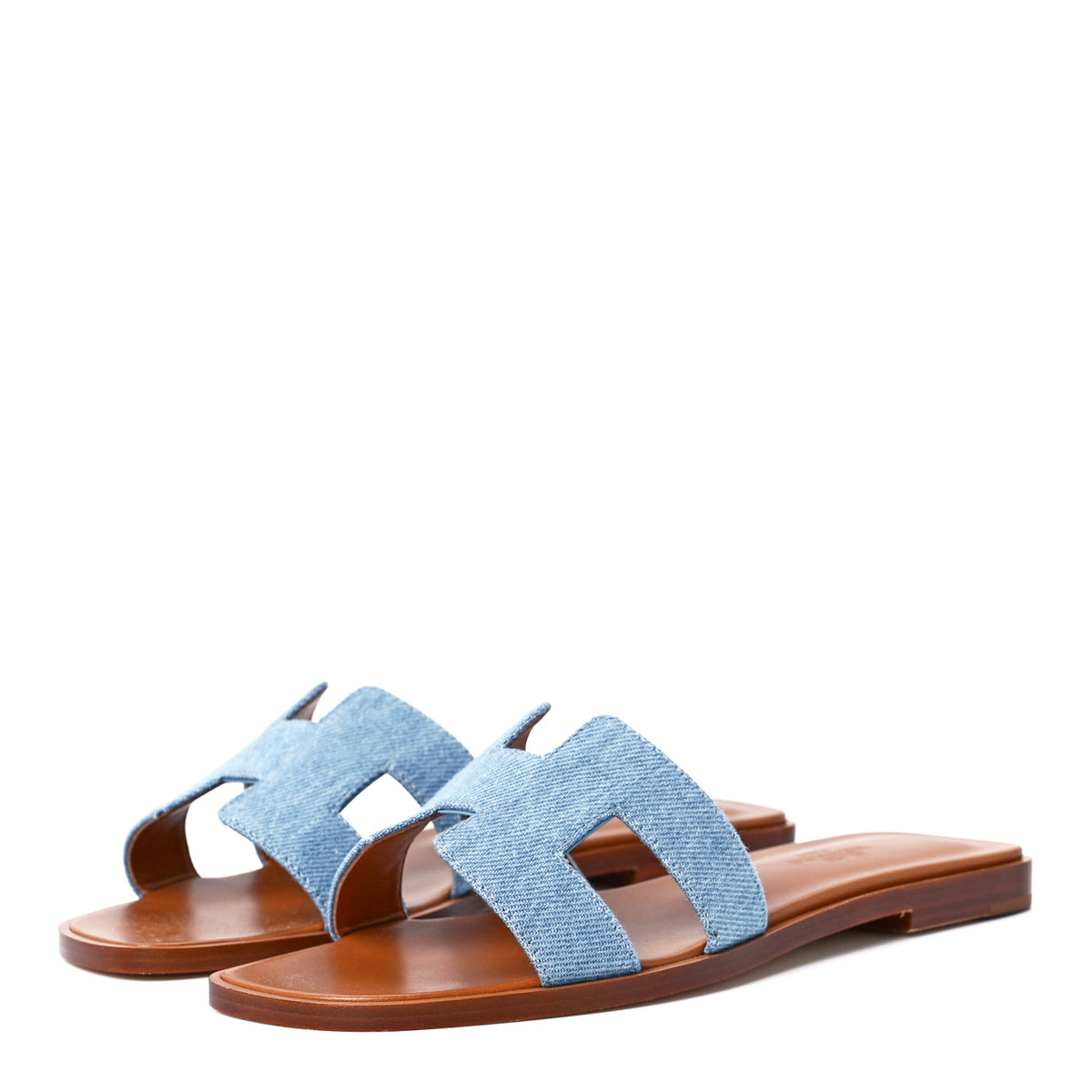 Denim Canvas Oran Sandals 36 Bleu Clair