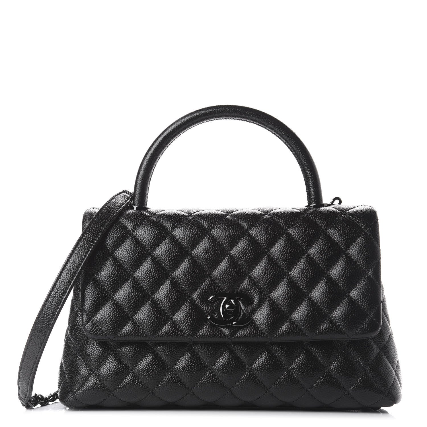 Chanel Caviar Quilted Small Coco Handle Flap So Black 1 of 12