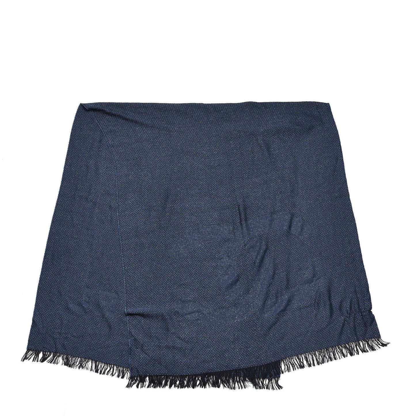 Cashmere Silk CC Fringe Scarf Blue Black