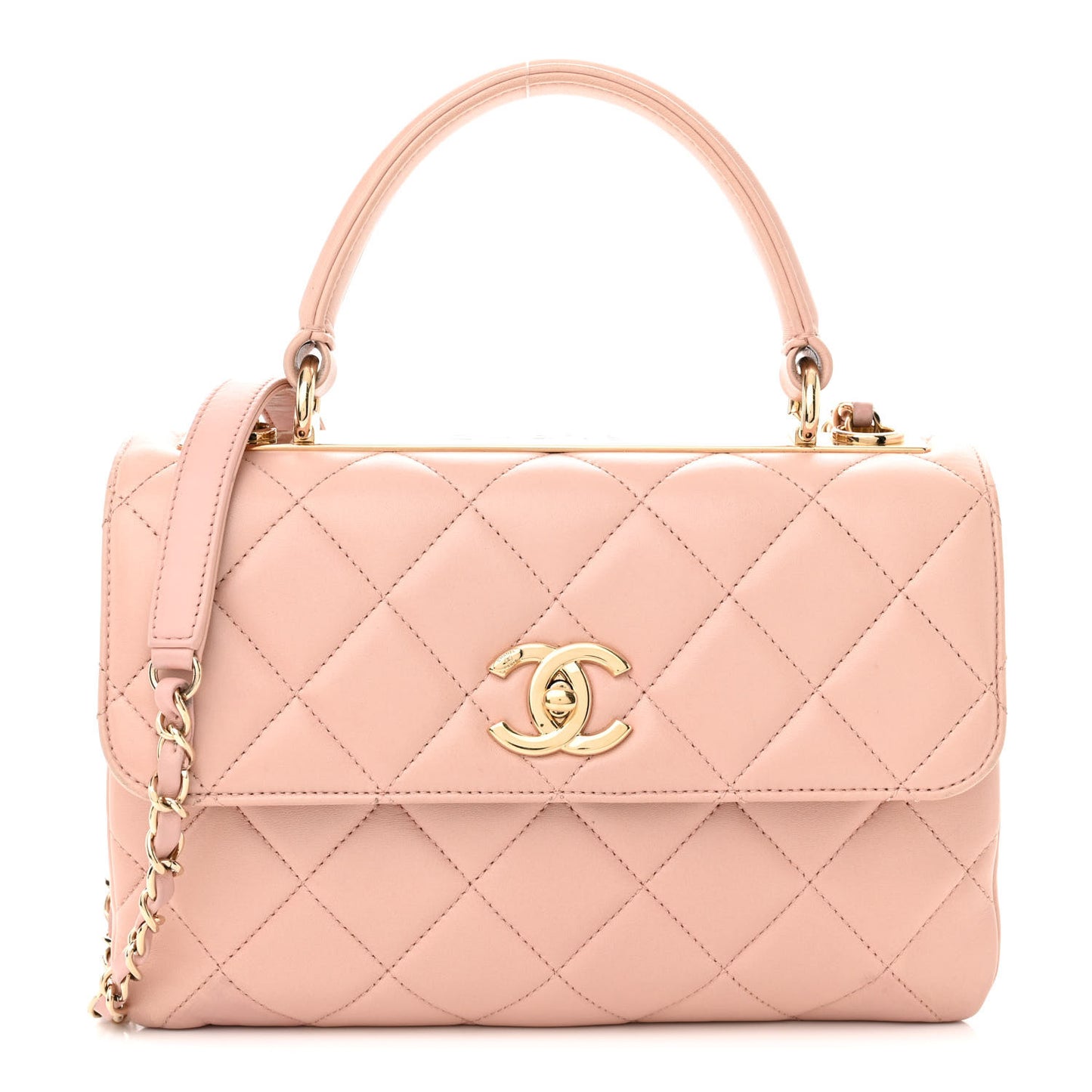 Lambskin Quilted Small Trendy CC Flap Dual Handle Bag Light Pink