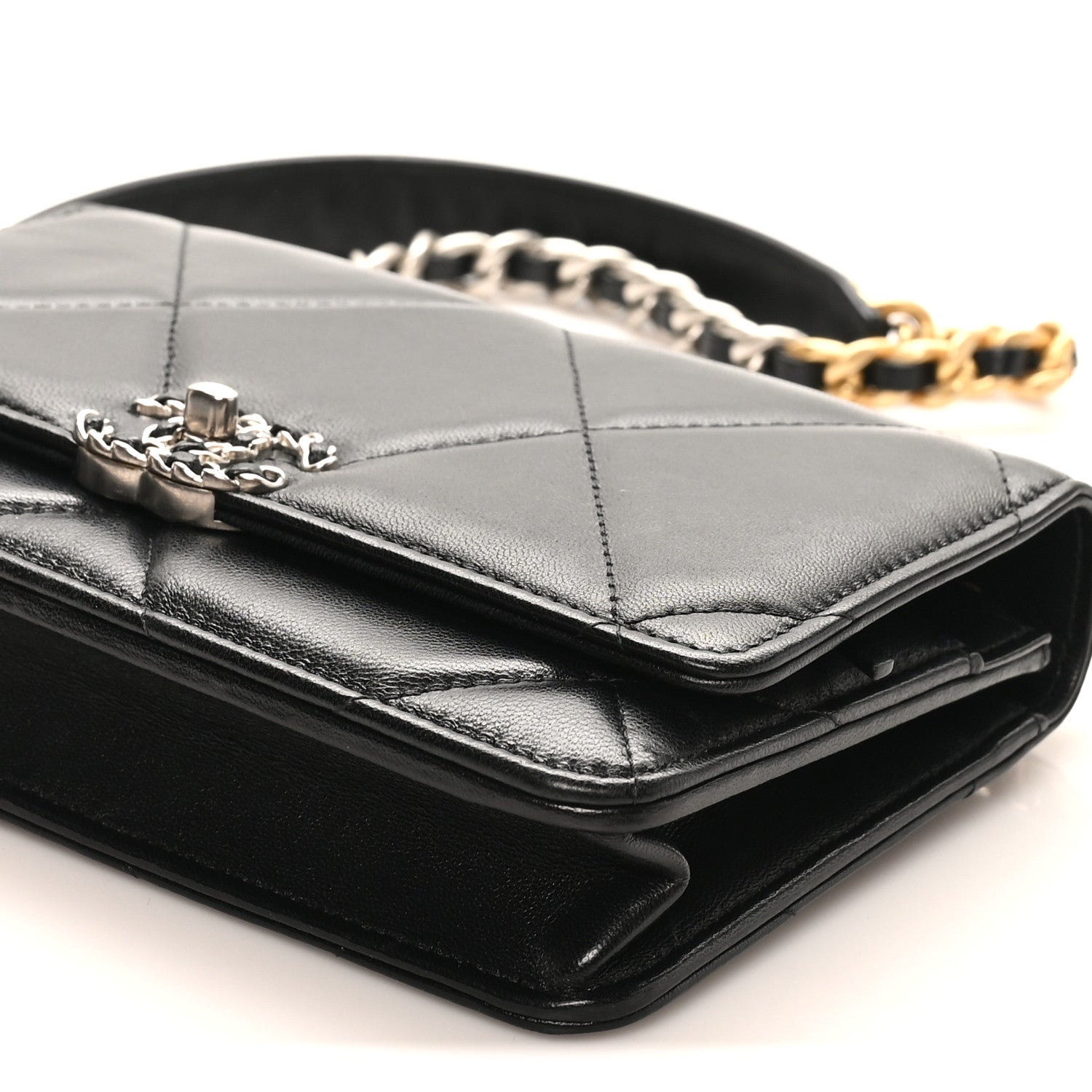 Chanel Lambskin Quilted Chanel 19 Wallet On Chain WOC Black 10 of 11