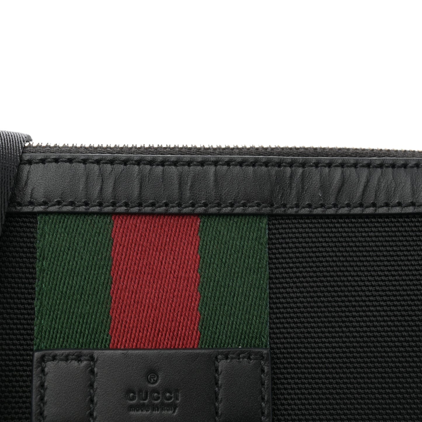 Techno Canvas Selleria Calfskin Web Small Flat Messenger Bag Black