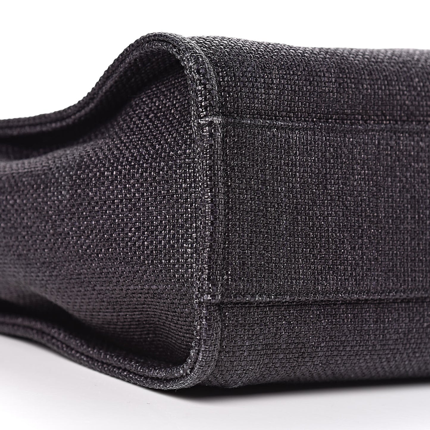 Woven Straw Raffia Small Deauville Tote Black