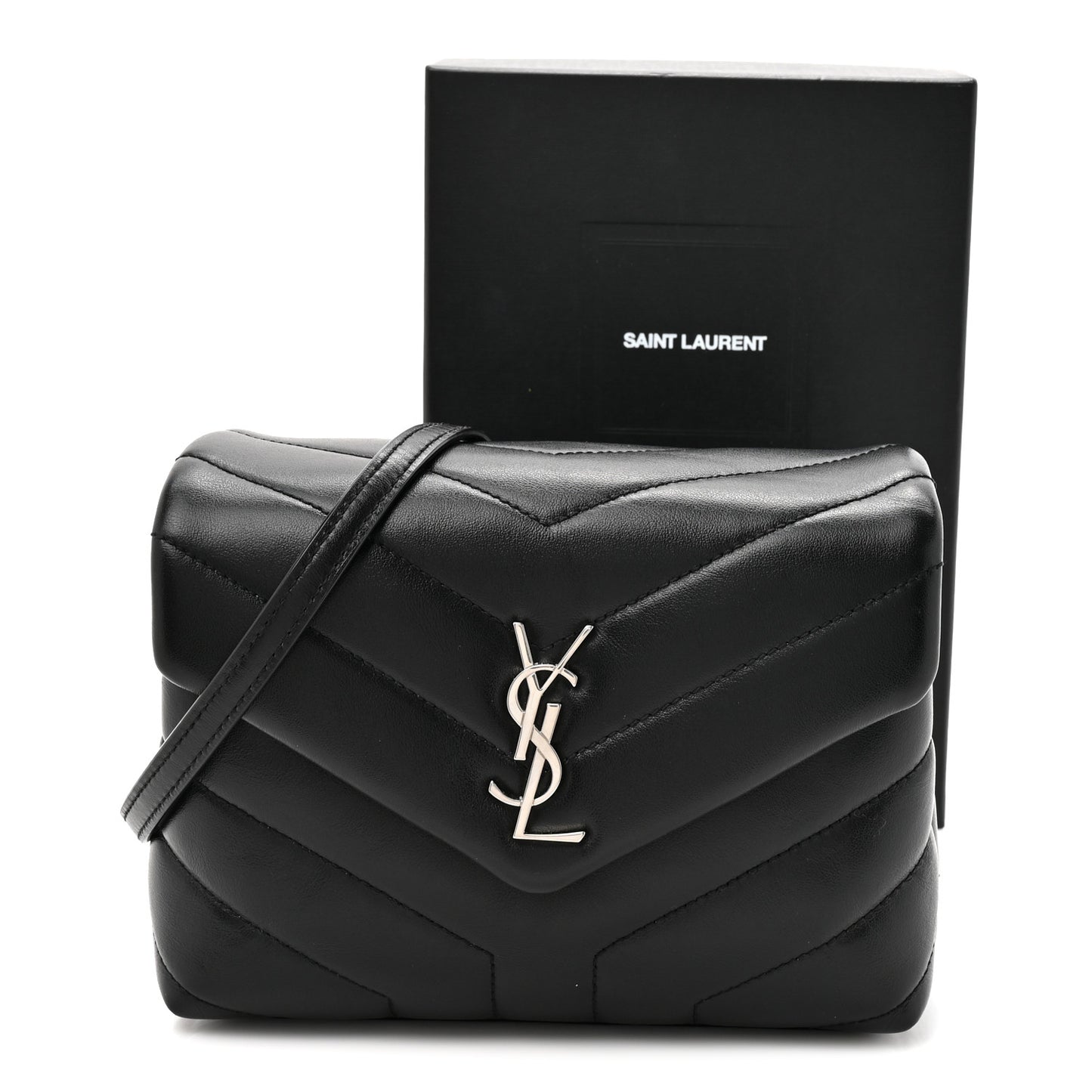 Calfskin Y Quilted Monogram Toy Loulou Crossbody Bag Black