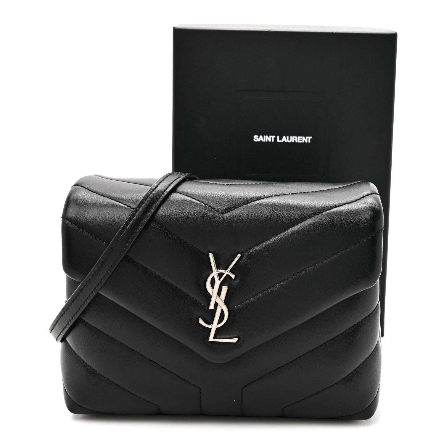 Saint Laurent Calfskin Y Quilted Monogram Toy Loulou Crossbody Bag Black 12 of 12