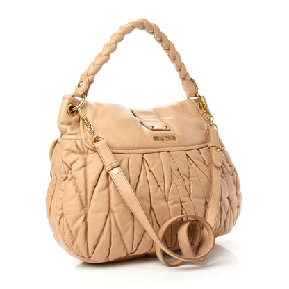 Miu Miu Nappa Matelasse Coffer Hobo Beige 3 of 13