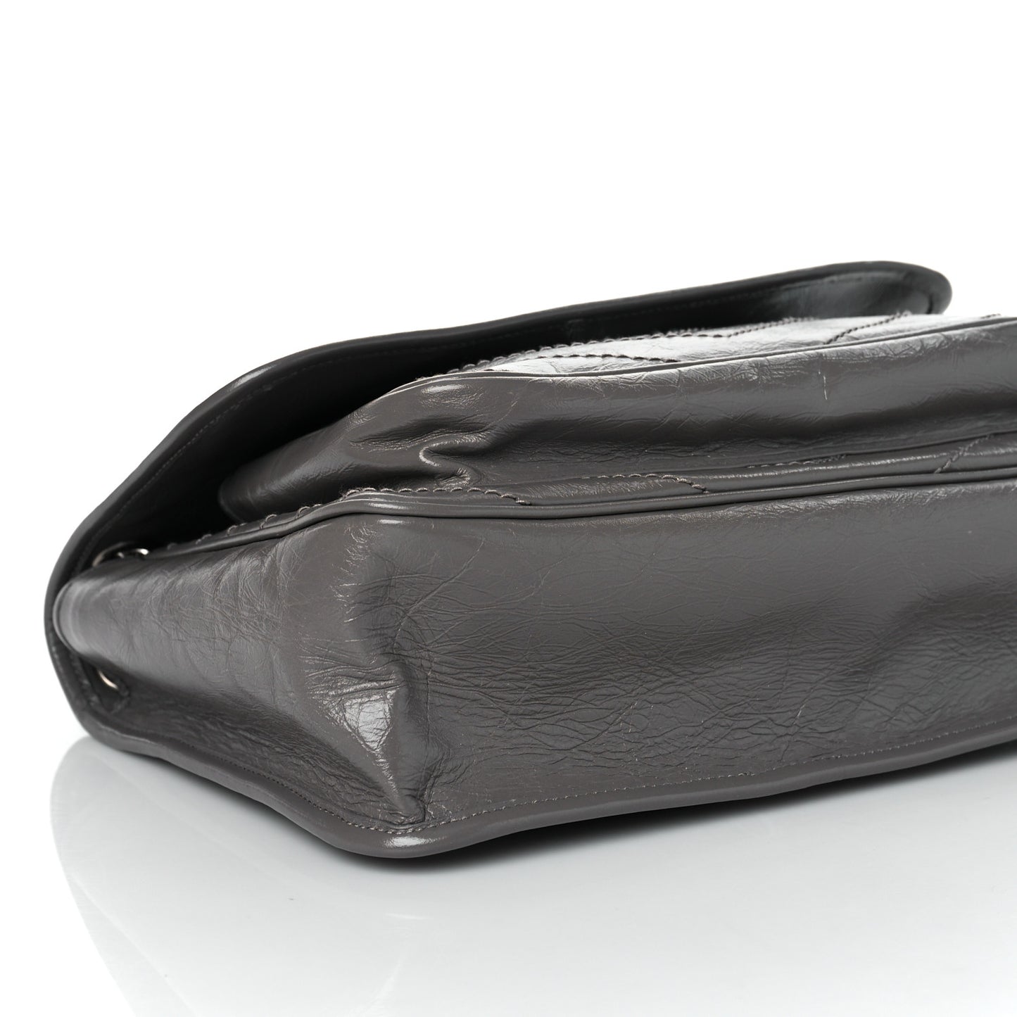 Crinkled Calfskin Matelasse Monogram Medium Niki Chain Satchel Fog