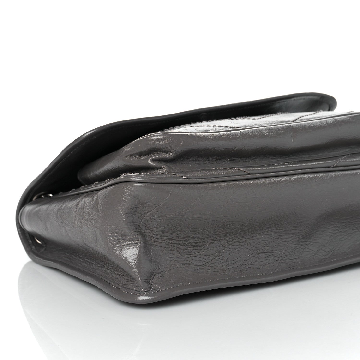 Saint Laurent Crinkled Calfskin Matelasse Monogram Medium Niki Chain Satchel Fog 8 of 9