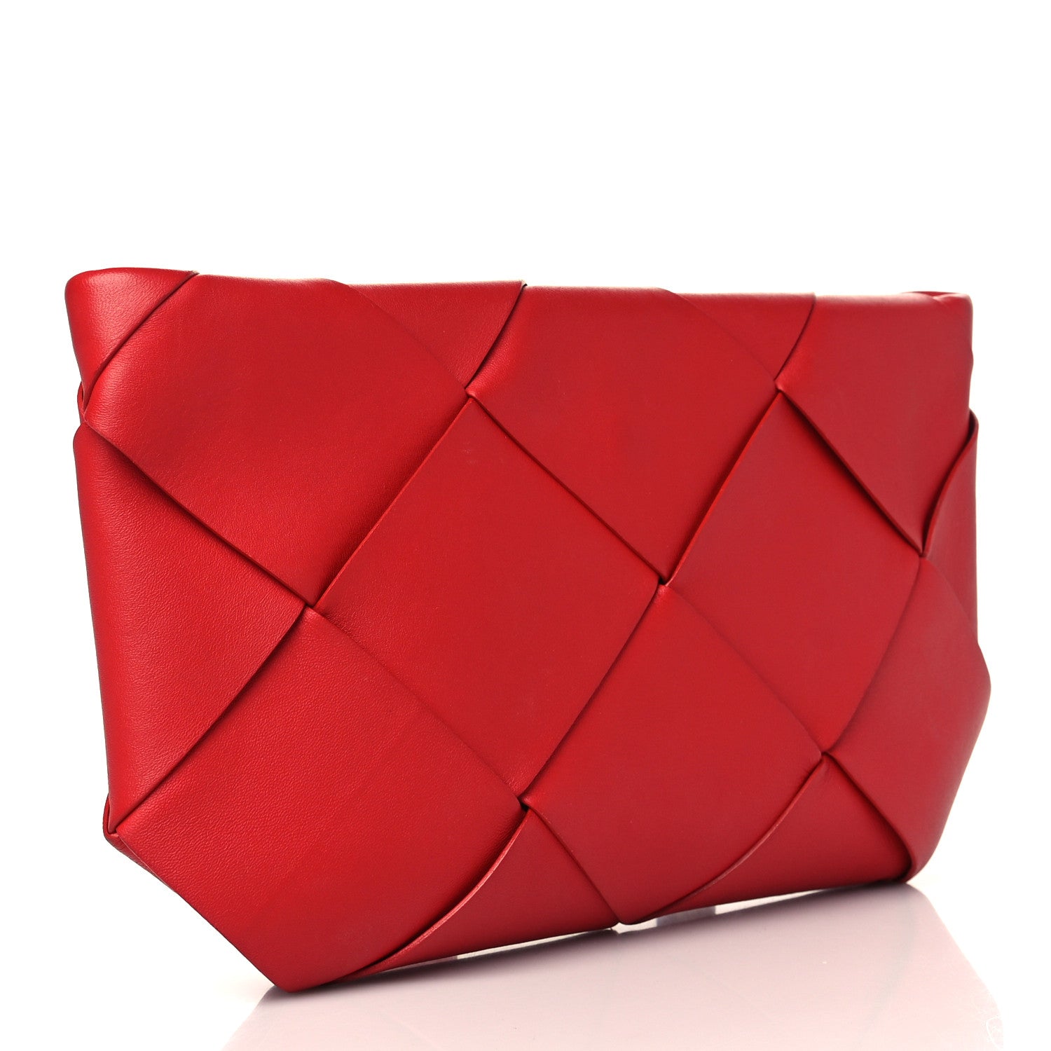 Bottega Veneta Nappa Maxi Blown Up Intrecciato Pouch Clutch Red 3 of 6