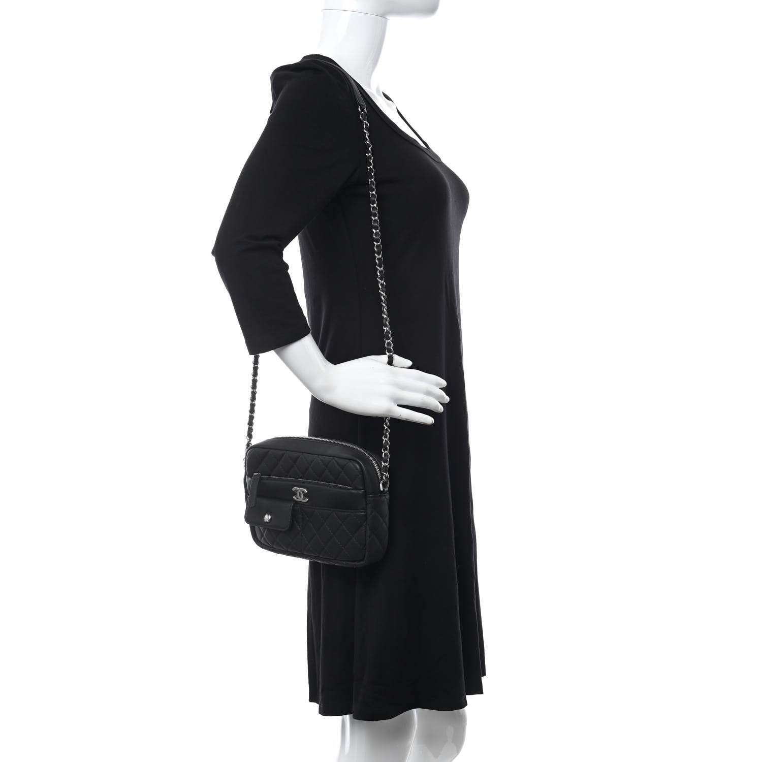 Chanel Calfskin Quilted Ultra Pocket Camera Case Black 2 of 11