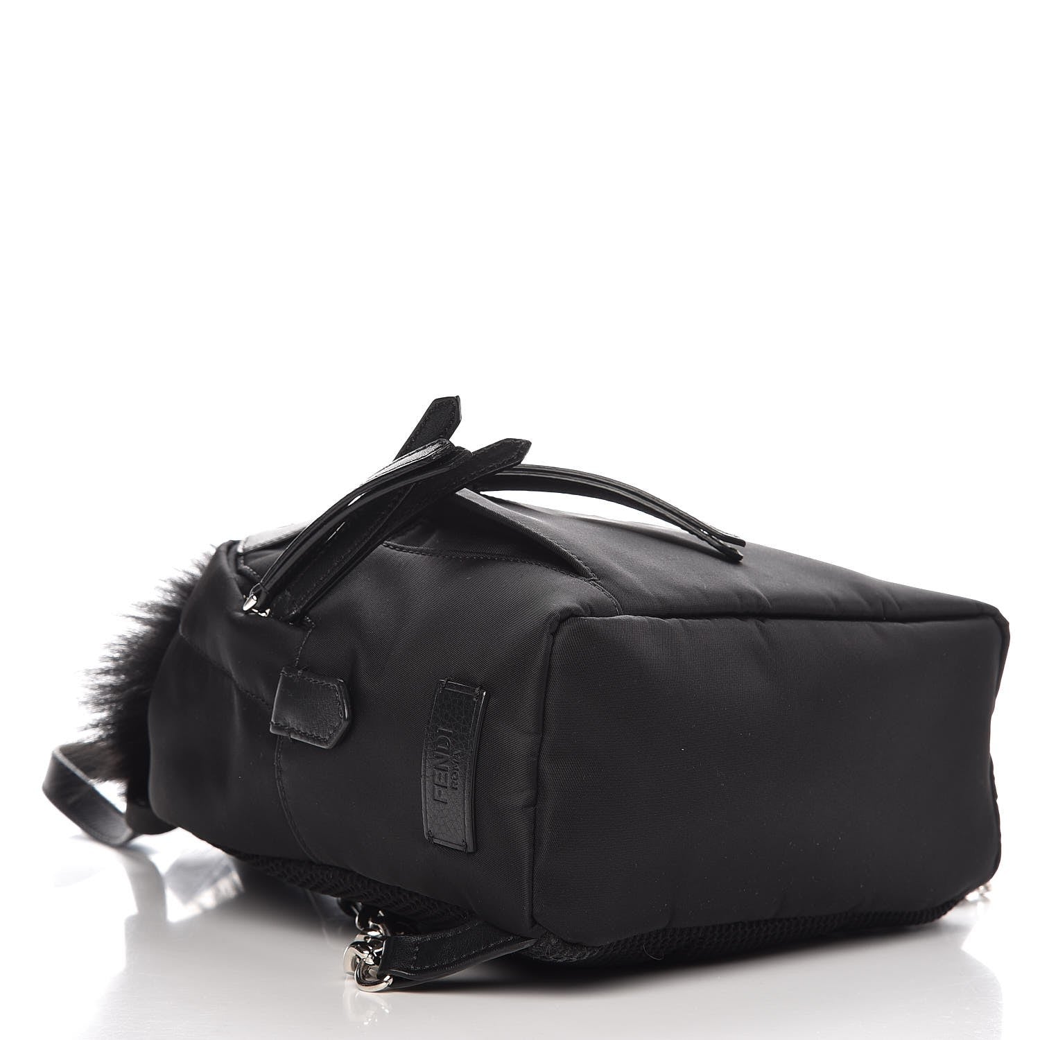 Fendi Nylon Vitello Dolce Goat Fox Fur Crocodile Monster Eyes Mini Backpack Black Sunflower 4 of 8