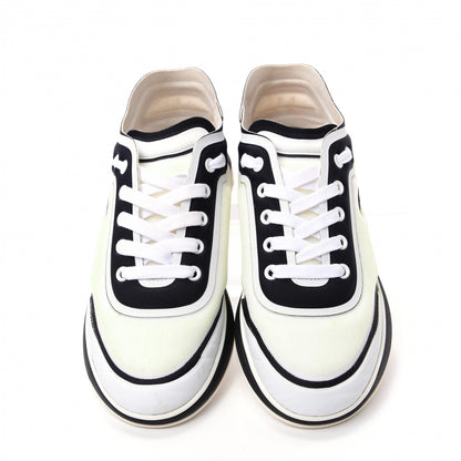 Chanel Lycra Womens CC Sneakers 37.5 White Black 5 of 10