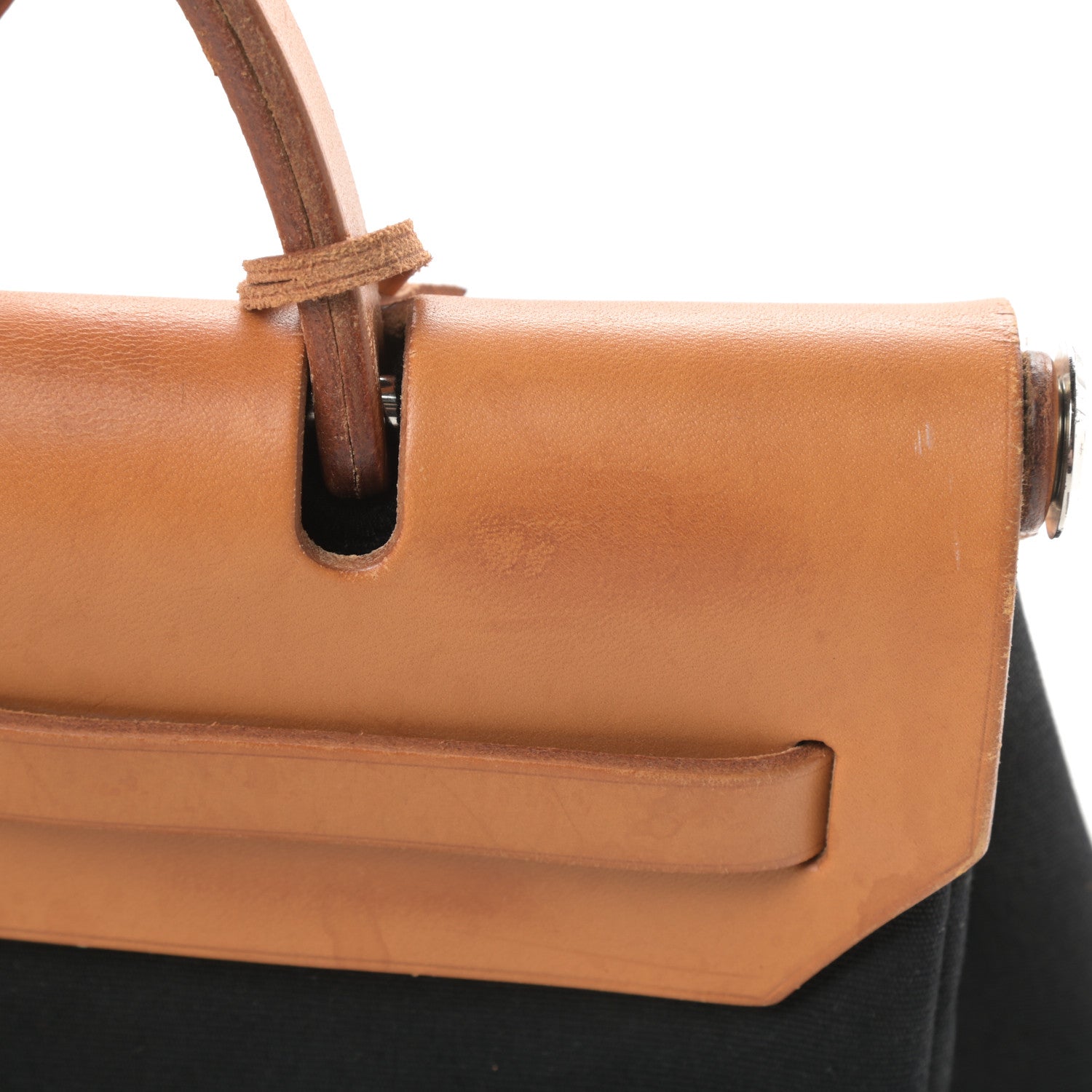 Hermes Toile Vache Calfskin Herbag PM 30 Black Natural 19 of 21