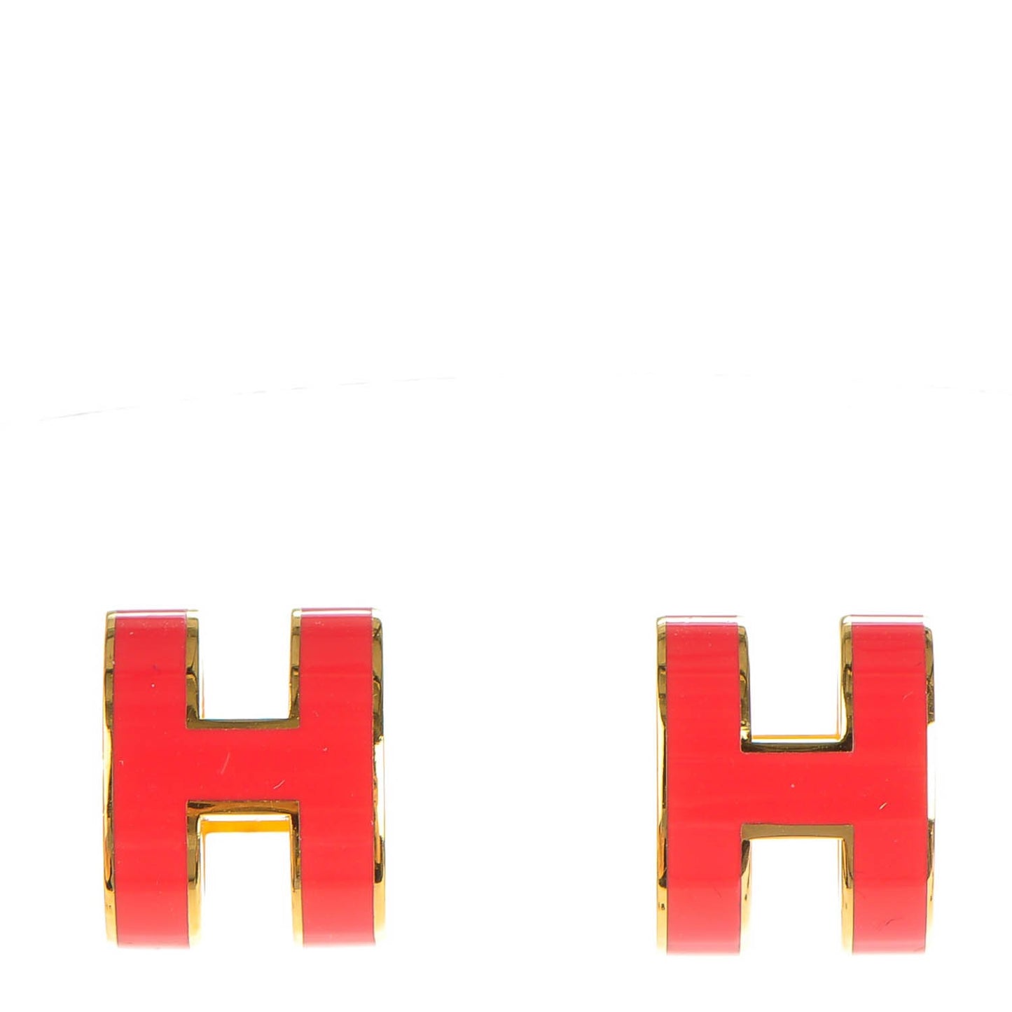 Gold Lacquered Pop H Earrings Rouge Corail