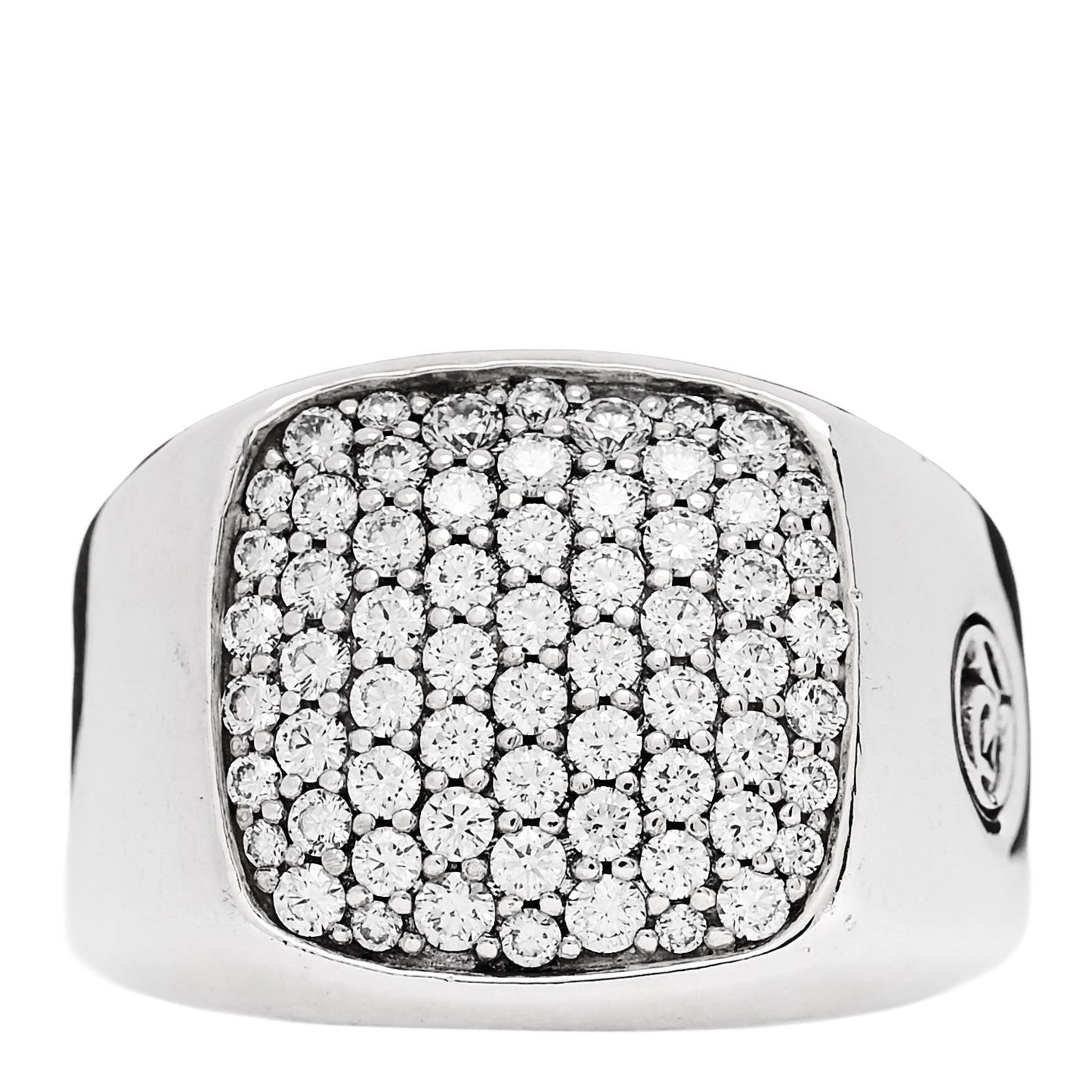 Sterling Silver Diamond Mens Pave Signet Ring 71 13.25