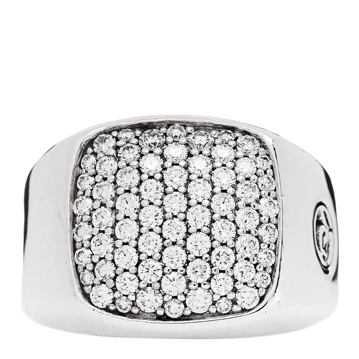 David Yurman Sterling Silver Diamond Mens Pave Signet Ring 71 13.25 1 of 5