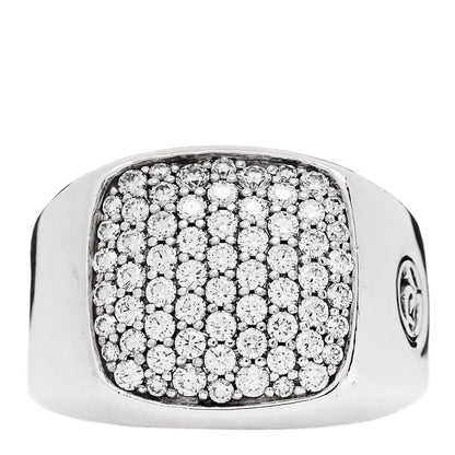 David Yurman Sterling Silver Diamond Mens Pave Signet Ring 71 13.25 1 of 5