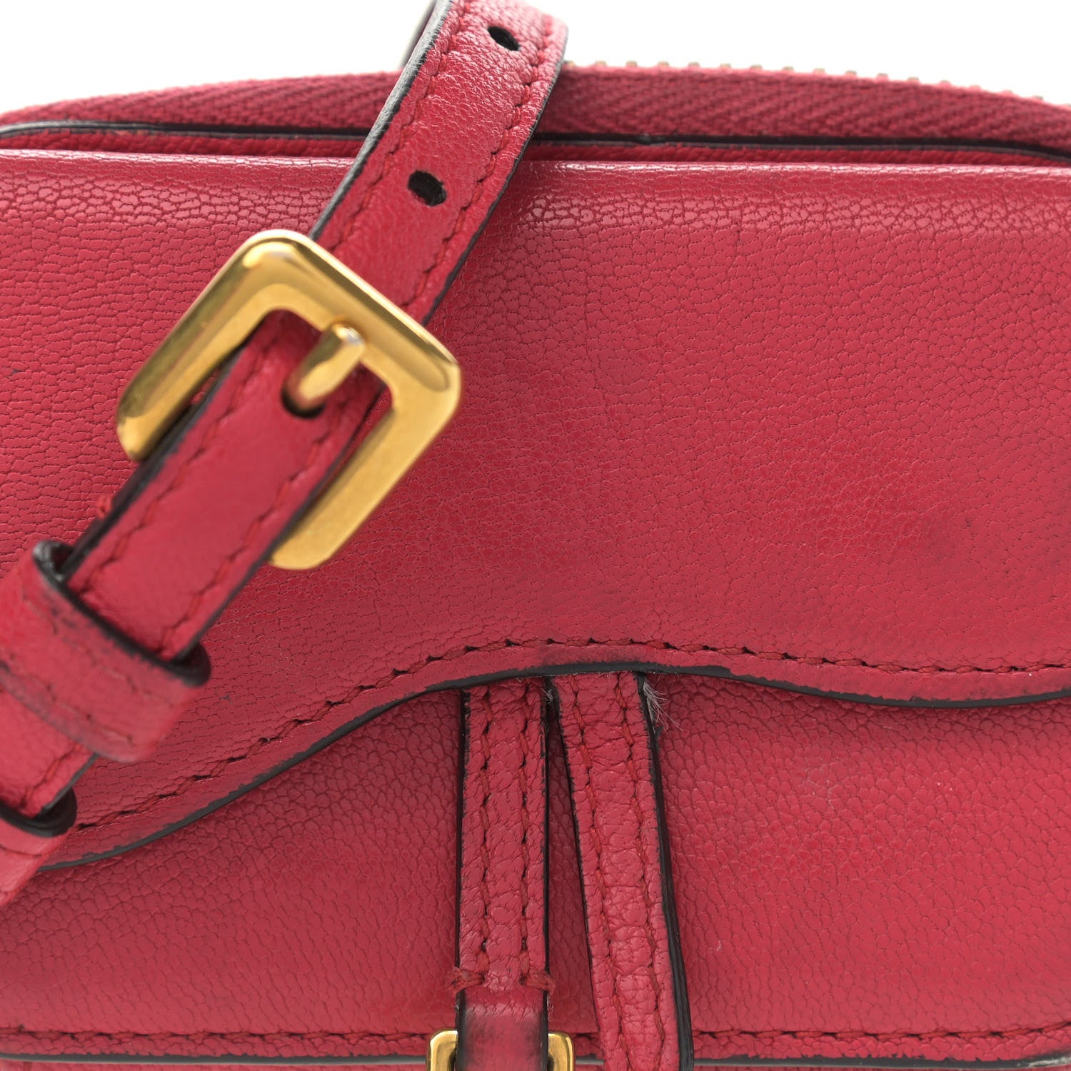 Christian Dior Goatskin Mini Saddle Shoulder Strap Pouch Red 7 of 11