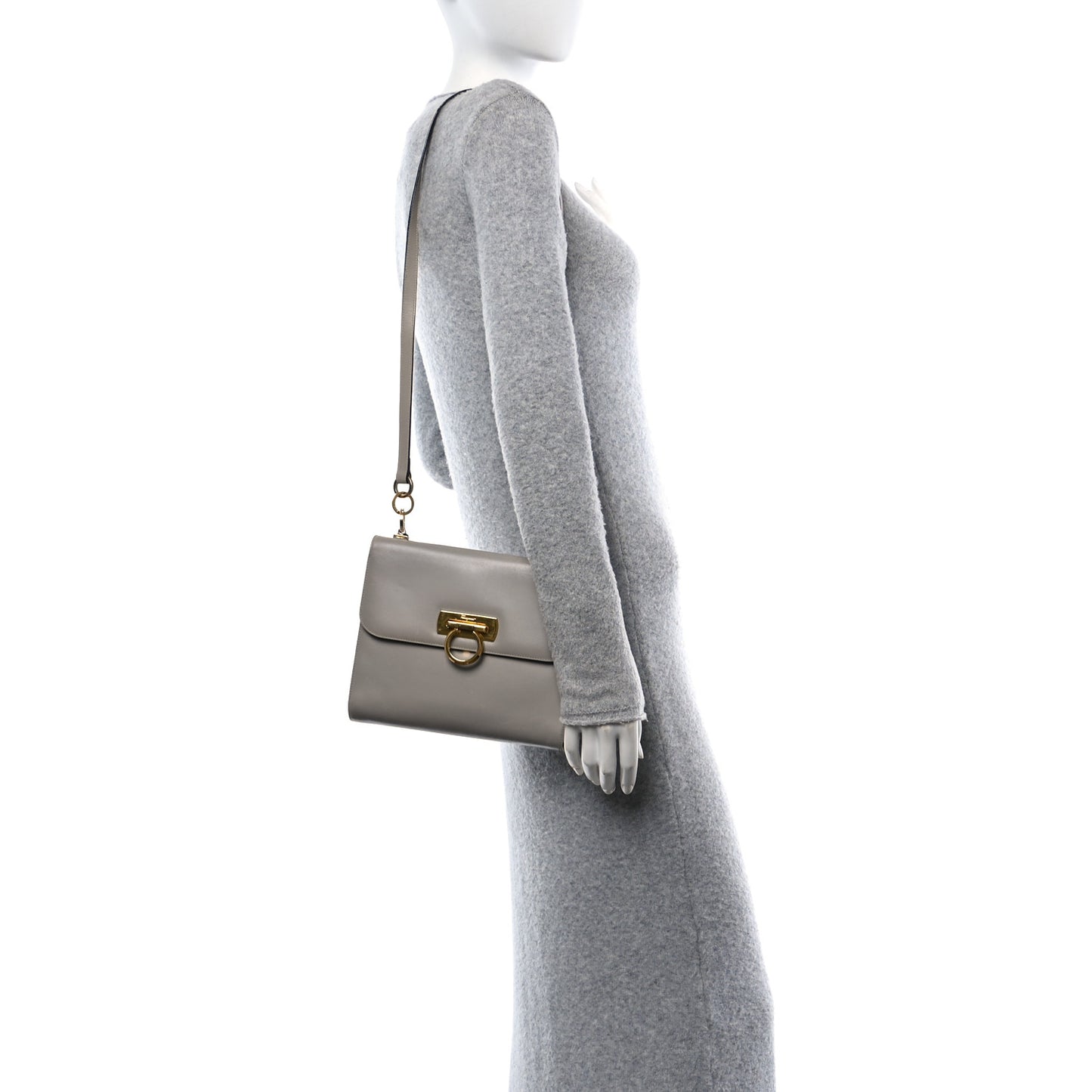 Calfskin Gancio Lock Satchel Grey