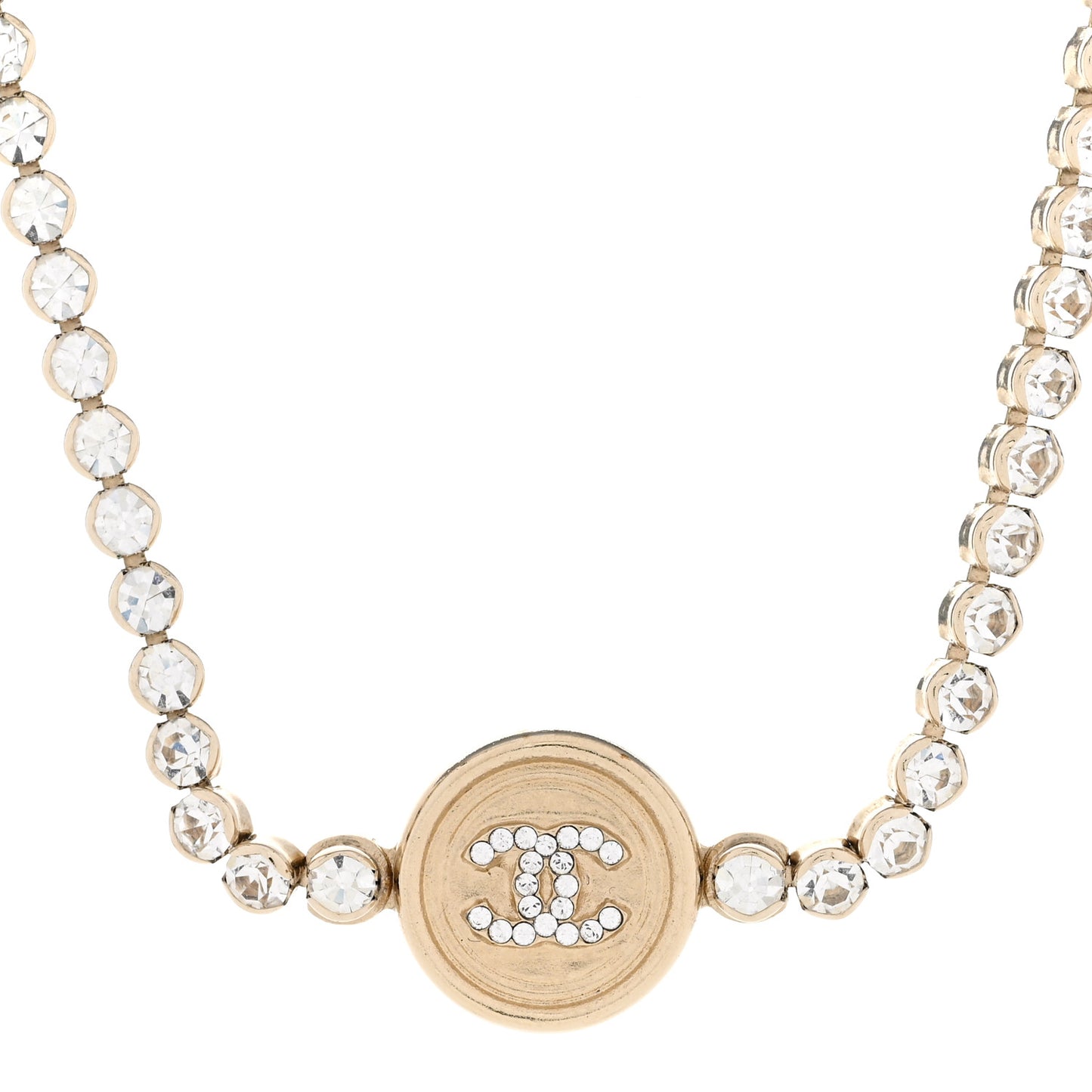 Crystal CC Chain Short Necklace Gold