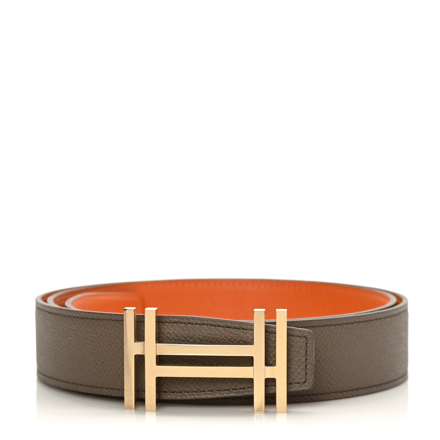 Swift Epsom 32mm Au Carre H Belt 95 Etoupe Orange