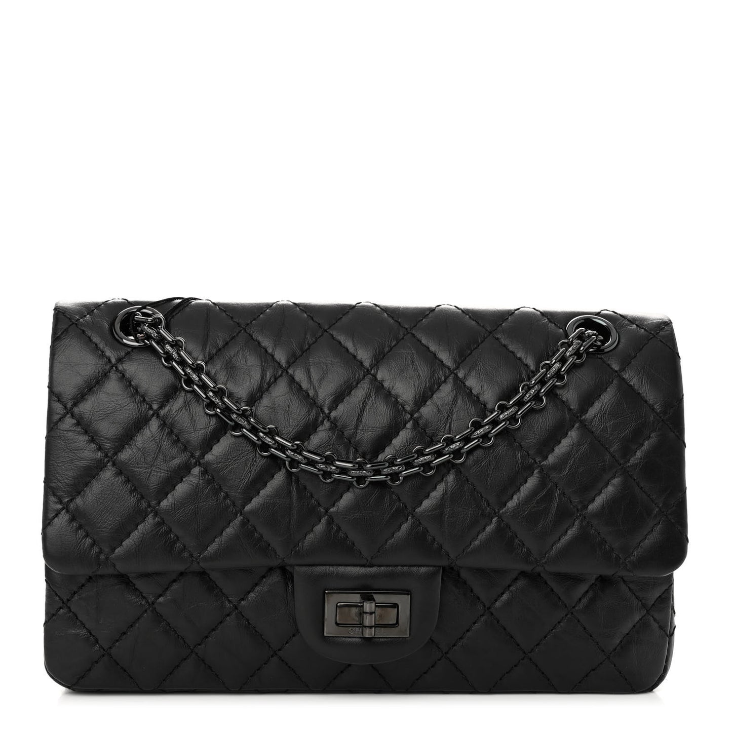 Aged Calfskin Quilted 2.55 Reissue 225 Flap So Black