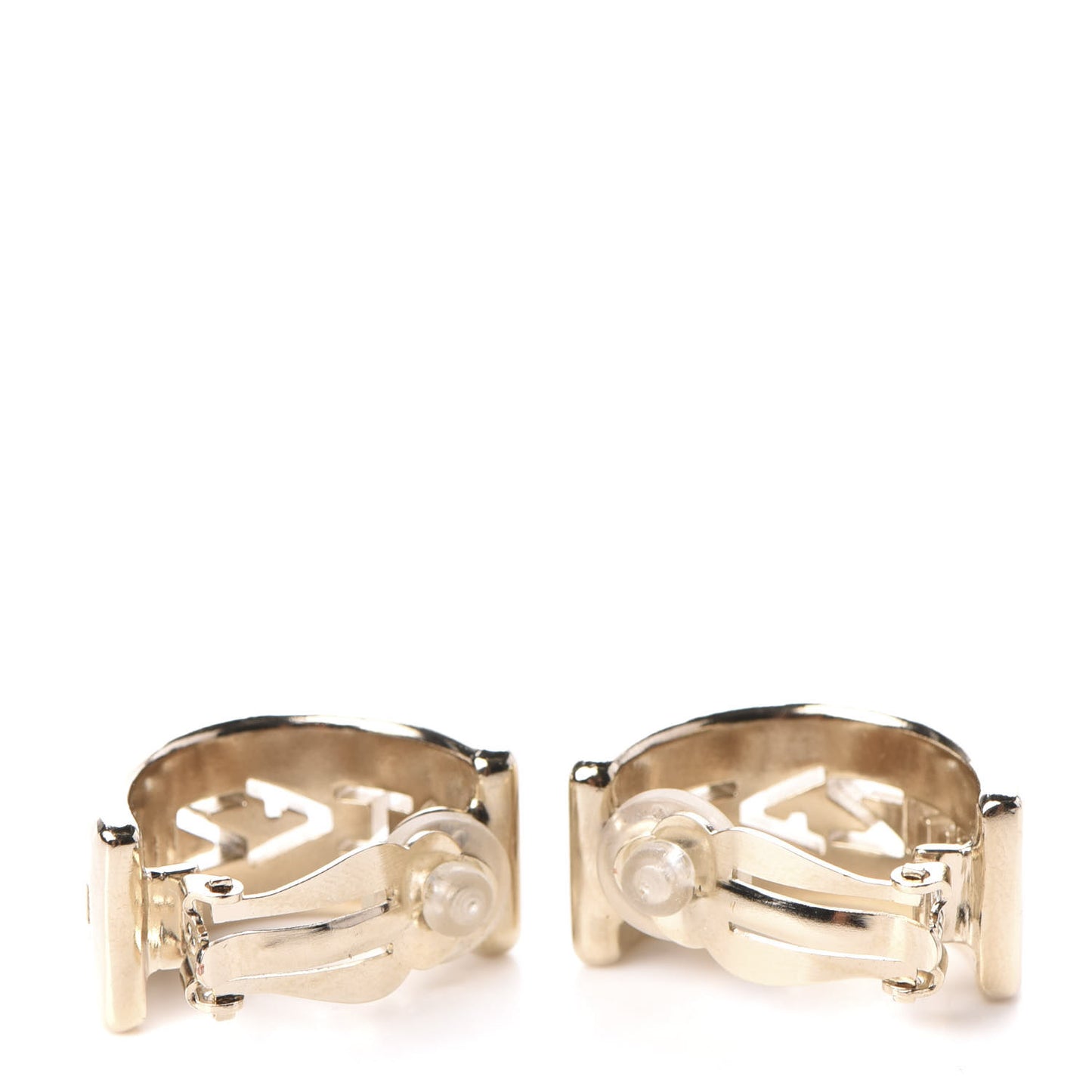 Metal Bow-tiful CC Hoop Clip On Earrings Gold