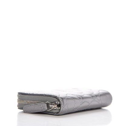 Chanel Metallic Lambskin Camellia Embossed Zip Coin Purse Grey 4 of 10