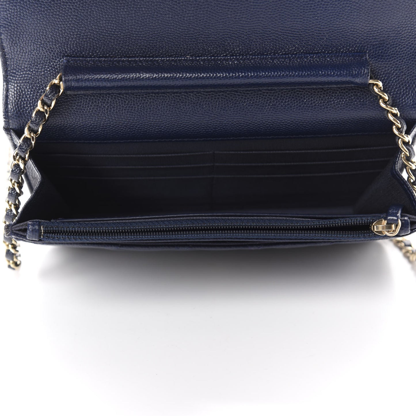 Caviar Quilted Wallet On Chain WOC Navy Blue