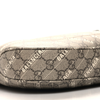 Gucci X BALENCIAGA GG Supreme Monogram Logo Print Medium Jackie 1961 Hobo Beige Ebony 9 of 10