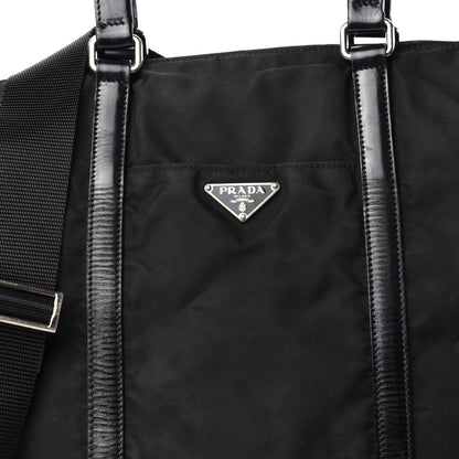Prada Tessuto Nylon Calfskin Tote Black 9 of 9
